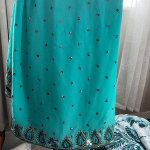Turqouise Choli Sari